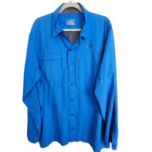 Under Armour Shirt Button Down Shirt Men 2XL Blue HeatGear Under Armour Outdoor
